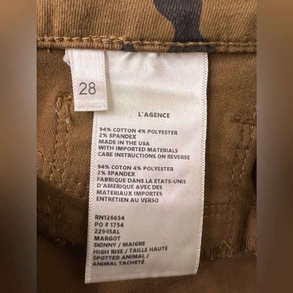 L’AGENCE Margot Animal Print Skinny Cropped Jeans Size 28 - Picture 7 of 12